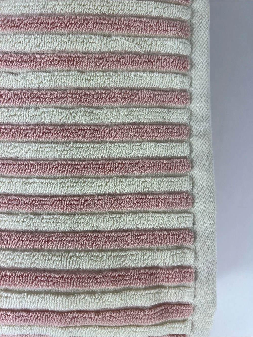 8 Pc Rachel Zoe Bath Towels Set Pink Cream Striped Soft 100% Cotton NEW